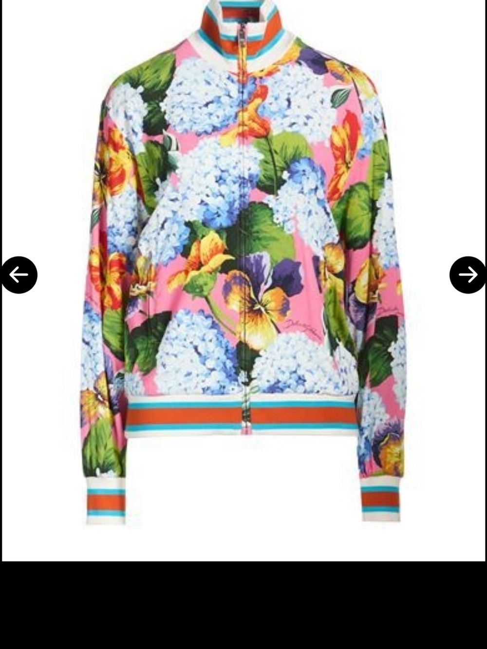 Dolce & Gabbana Pink Floral Zip-Front Bomber Jacket, track jacket.